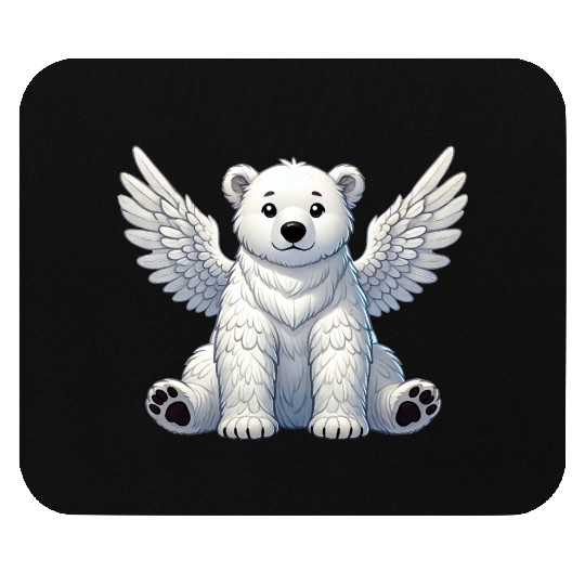 Cute Polar Bear Angel Cartoon Animal Illustration Mouse Pads