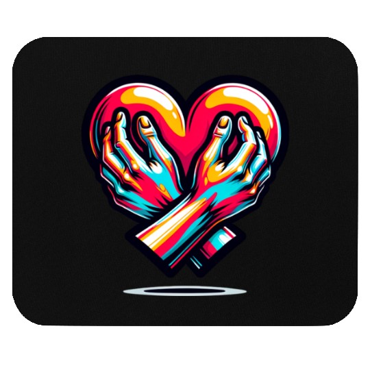 Valentine day Hands Holding a Heart Mouse Pads
