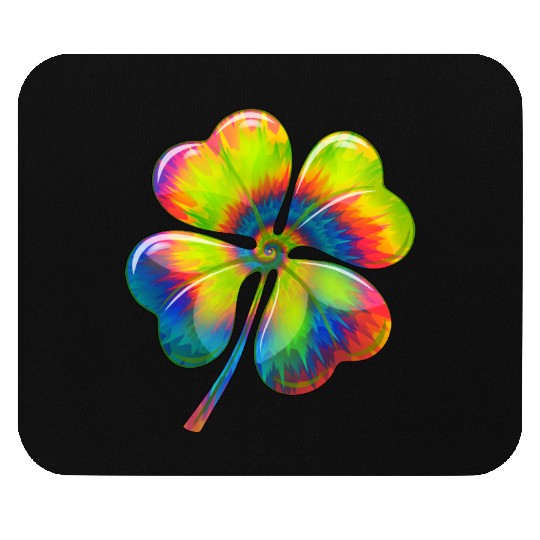Tie Dye Shamrock Lucky Four Leaf Clover St Patrick Mouse Pads