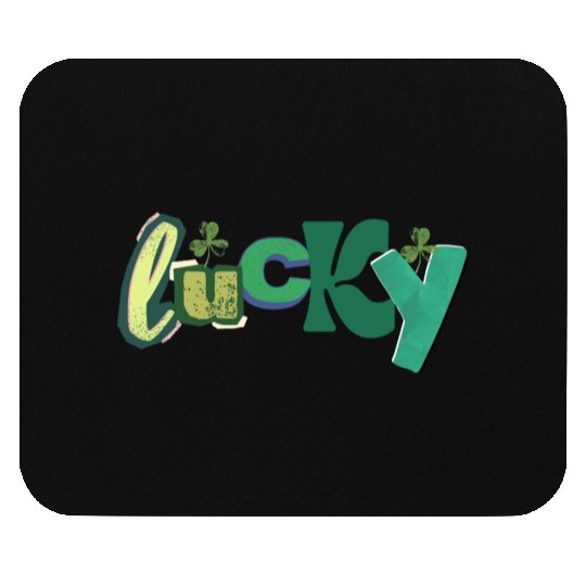 Lucky Typography with Shamrocks Mouse Pads