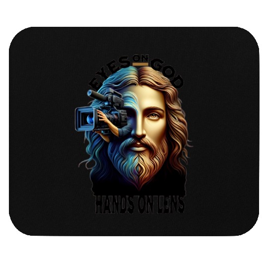 Eyes on God Hands On Lens Mouse Pads
