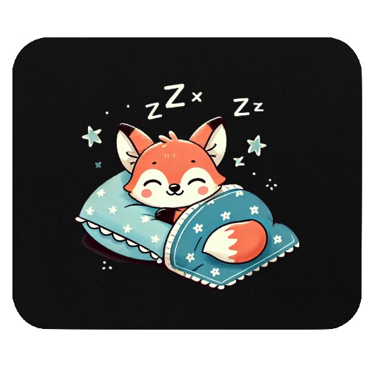 Fox Sleeping In Bed At Night Time Mouse Pads