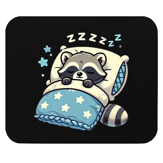 Raccoon Sleeping In Bed At Night Time Mouse Pads