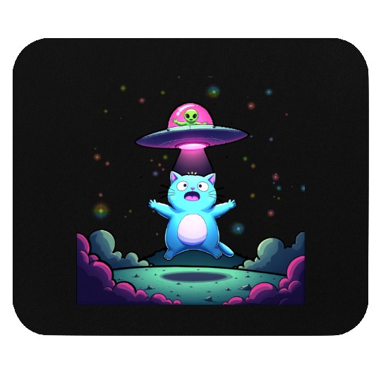 Alien Cat Abduction Art Mouse Pads