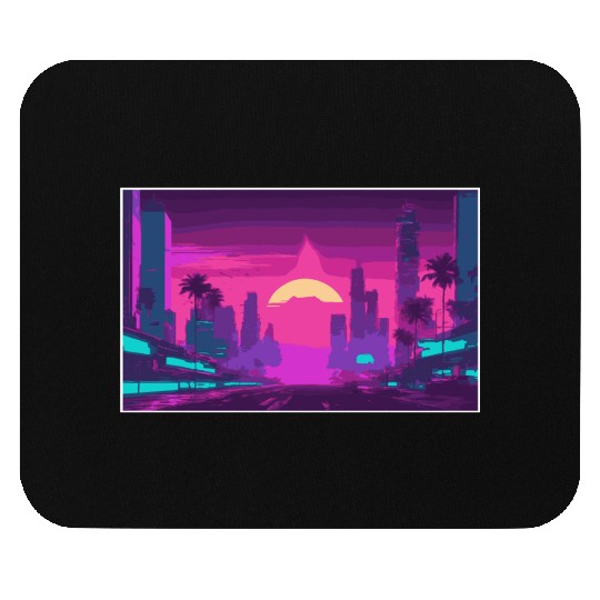 Neon Paradise Vaporwave Sunset Vibes Mouse Pads