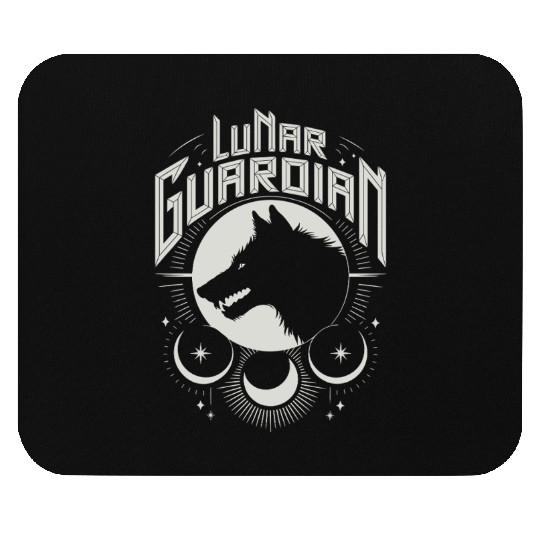 Lunar Guardian Celestial Wolf Moon Phases Mouse Pads