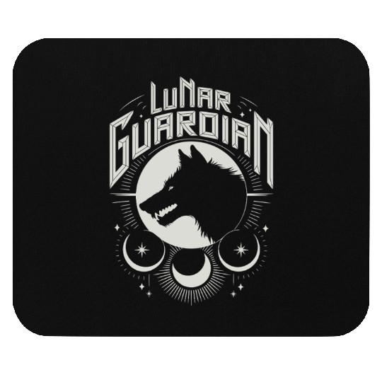 Lunar Guardian Celestial Wolf Moon Phases Mouse Pads