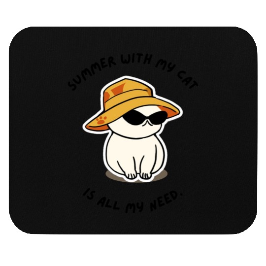 summer with my cat is all my need cat lovers Mouse Pads