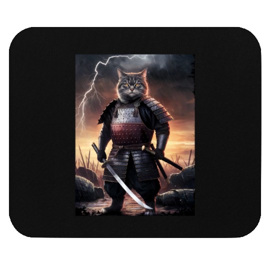 Japanese Cat Samurai Cat Mouse Pads