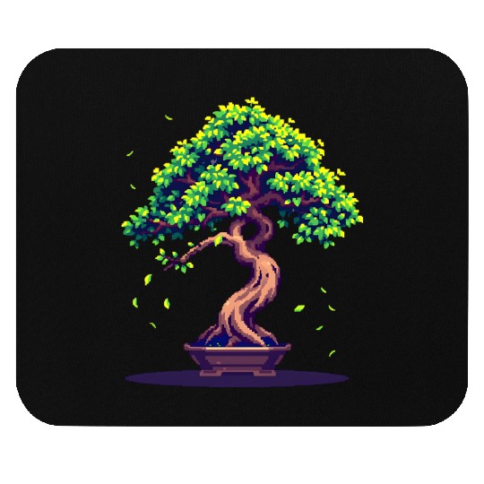 Pixel Bonsai Tree – Retro Nature Serenity Mouse Pads