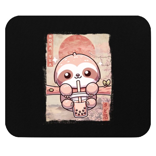 Cute Kawaii Sloth Drinks Boba Tea Japanese Mouse Pads