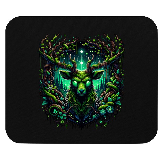 Mystical Forest Stag with Enchanted Glow Mouse Pads