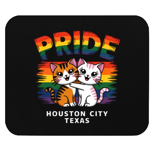 Pride Month Houston City Texas USA Rainbow Flag LG Mouse Pads