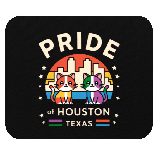 Pride of Houston City Texas USA Rainbow Flag Mouse Pads