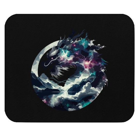 Zen Black Chinese Dragon Mouse Pads