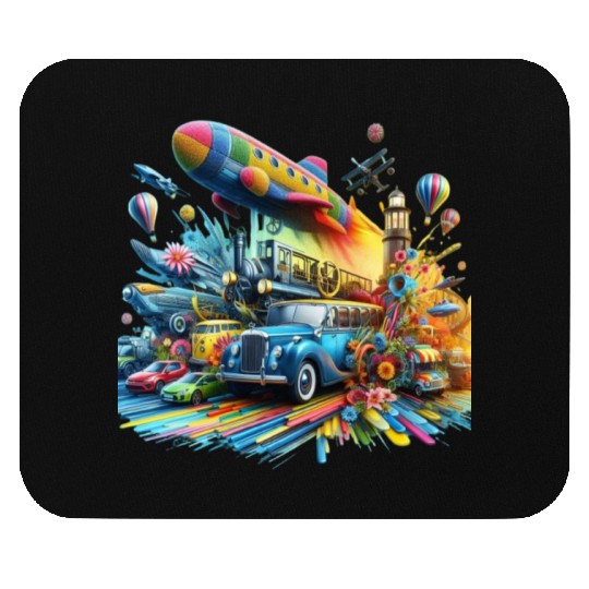 Multi-Colored Vehicles Mouse Pads