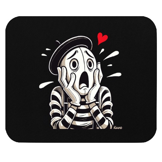 Screaming Mime with Heart Mouse Pads