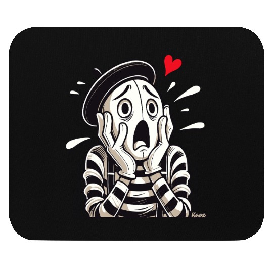 Screaming Mime with Heart Mouse Pads