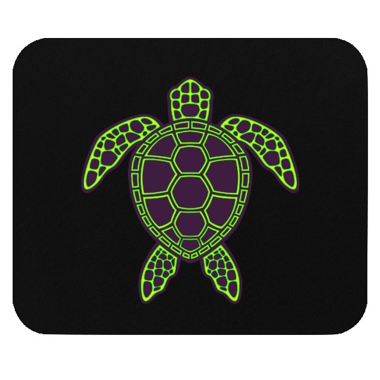 Green Neon Lava Sea Turtle Design Mouse Pads
