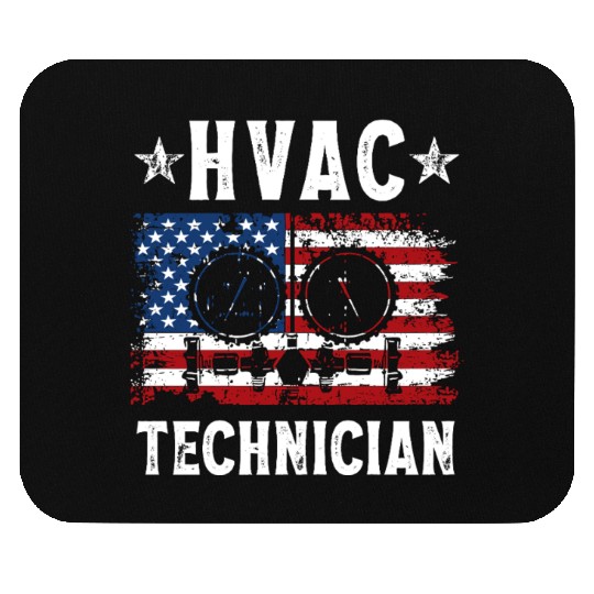 HVAC Technician Patriotic US American Flag Mouse Pads