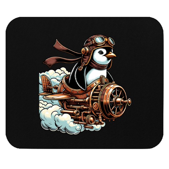 Steampunk Penguin Aviator Adventure in the Sky Mouse Pads