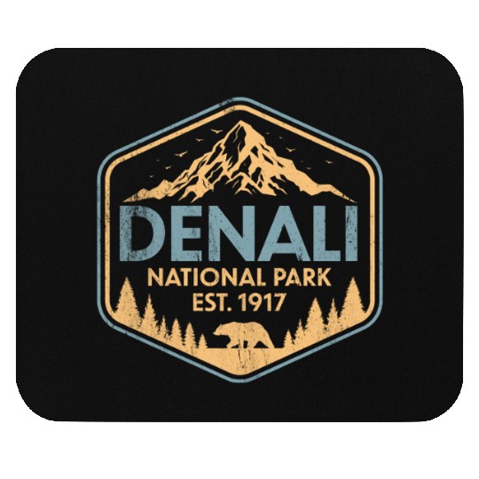 Retro Denali National Park Mountains Nature Mouse Pads