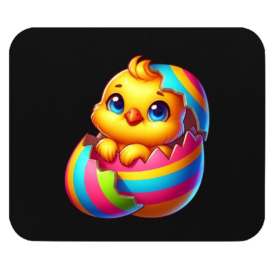 Cute Chick Cartoon Colorful Easter Egg Hatching Mouse Pads