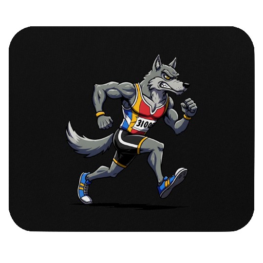 Wolf marathon runner Mouse Pads