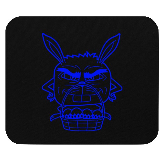 Easter Bunny Eggs Basket Evil Eye Dangerous Smile Mouse Pads