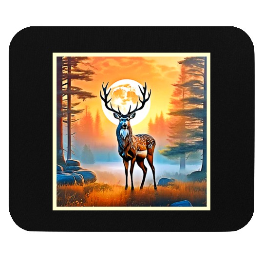 Golden Deer Twilight Peak Mouse Pads
