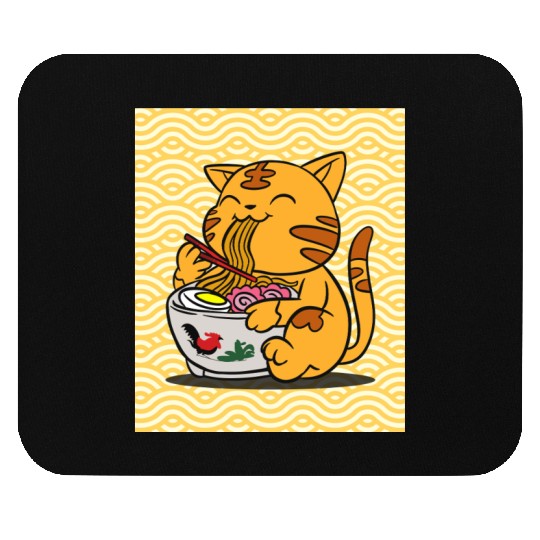 I Love Ramen Cat - Cute Anime Style Japanese Food Mouse Pads