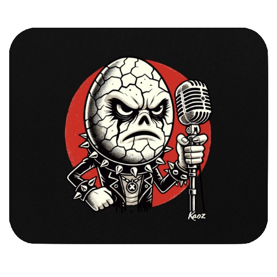 Angry Punk rock music Egg with Mic Mouse Pads