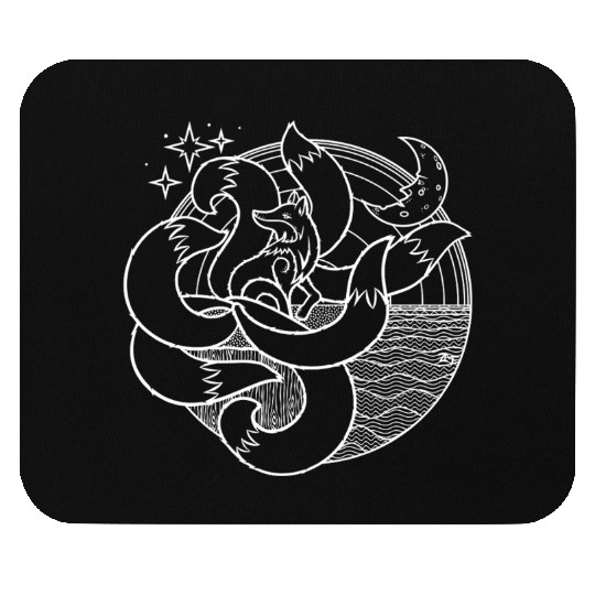 7 Tailed Fox - White 4 Black - DESIGN Mouse Pads
