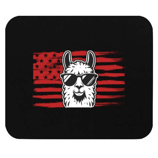 Llama US Flag Llama Alpaca Mouse Pads