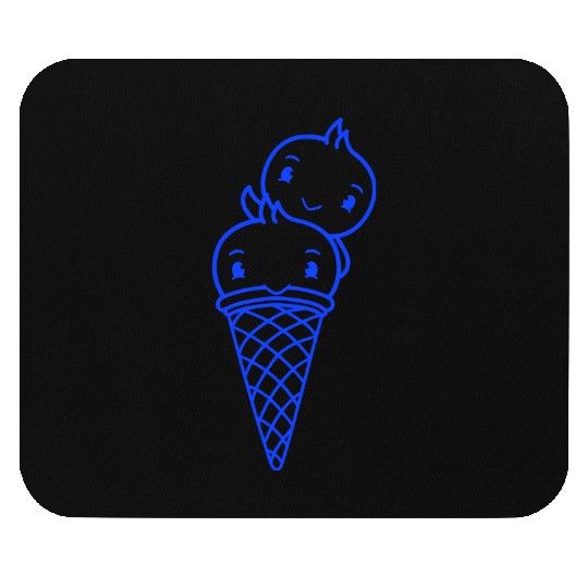Two Birds Ice Cream Waffle Scoops Greeting Waving Mouse Pads