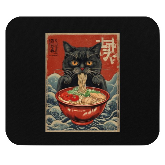 Kawaii cute Vintage Japanese Anime Manga Cat Ramen Mouse Pads