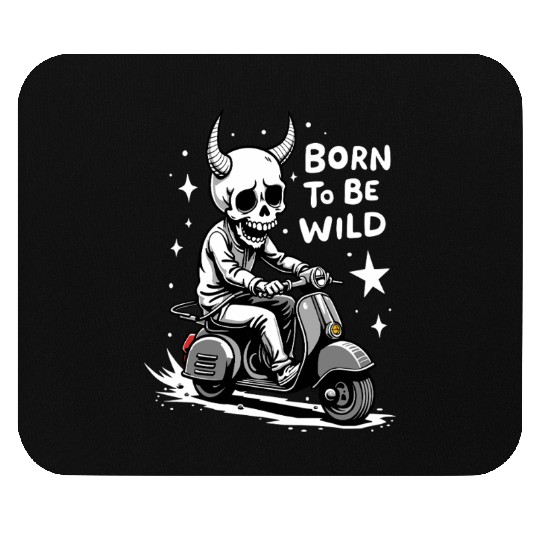 Born to Be Wild - Skull Devil on Scooter Mouse Pads