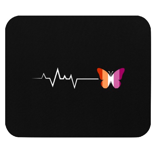 Lesbian Heartbeat Butterfly Pride Flag Colors Art Mouse Pads