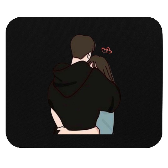 Warm and Cozy Couple Hug Illustration Mouse Pads