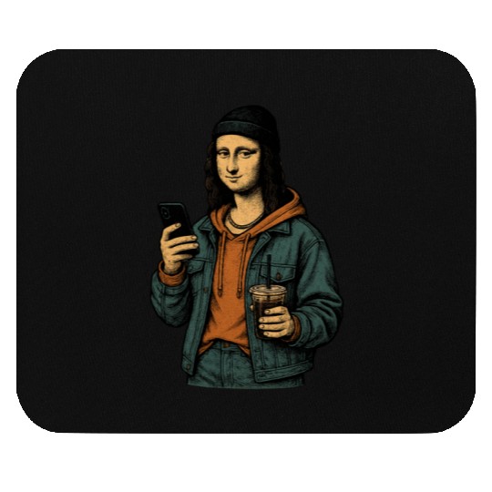 the mona lisa dressed in 2025 street fashion Mouse Pads