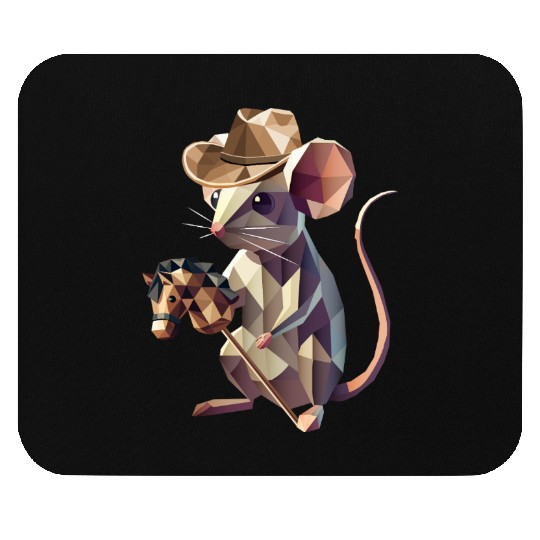 Cowboy Mouse with Hobby Horse Mouse Pads