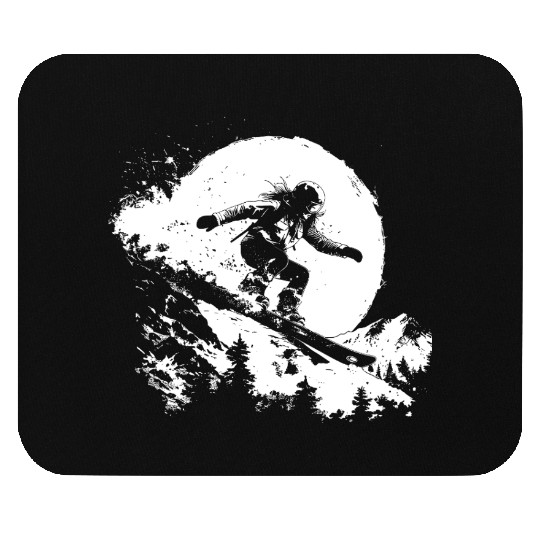 Snowboarding Girl Drawing Mouse Pads