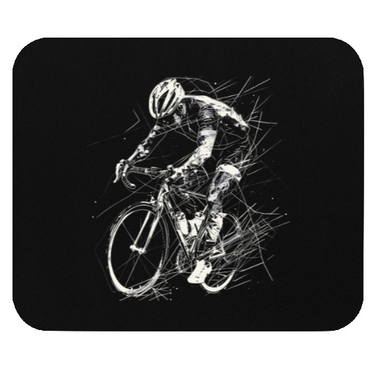 Cycling Guy Drawing Mouse Pads