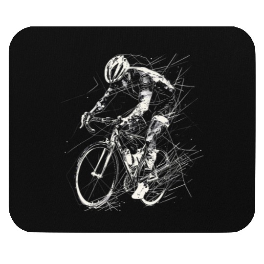 Cycling Guy Drawing Mouse Pads