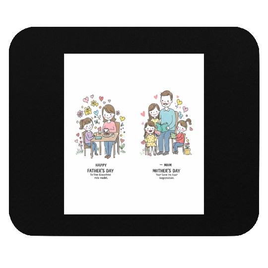 Mother's Day Family Illustration - Versatile Graph Mouse Pads