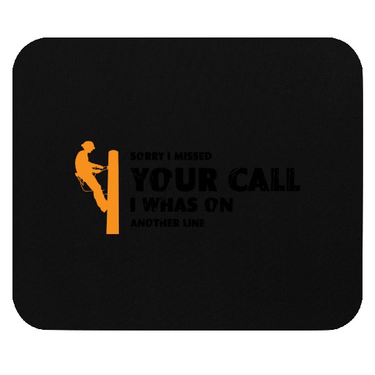 Orange silhouette of a lineman climbing a utility Mouse Pads