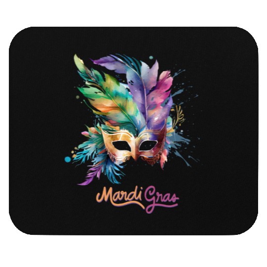 Colorful Mardi Gras Mask Feather Party Design Mouse Pads
