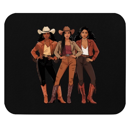 Black African American Cowgirl Rodeo Mouse Pads