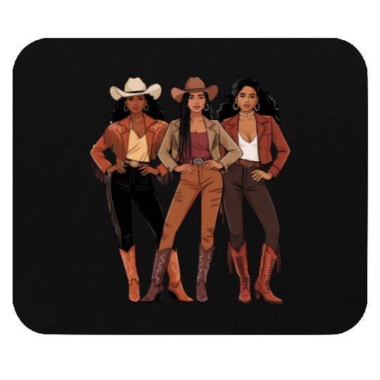 Black African American Cowgirl Rodeo Mouse Pads