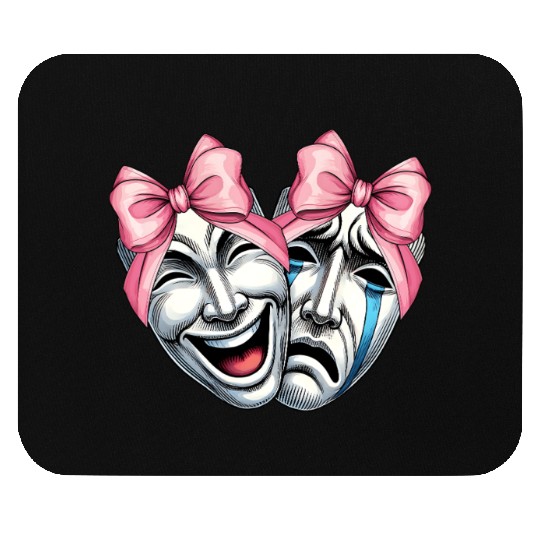 Coquette Bow Theatre Mask Drama Comedy Artist Girl Mouse Pads